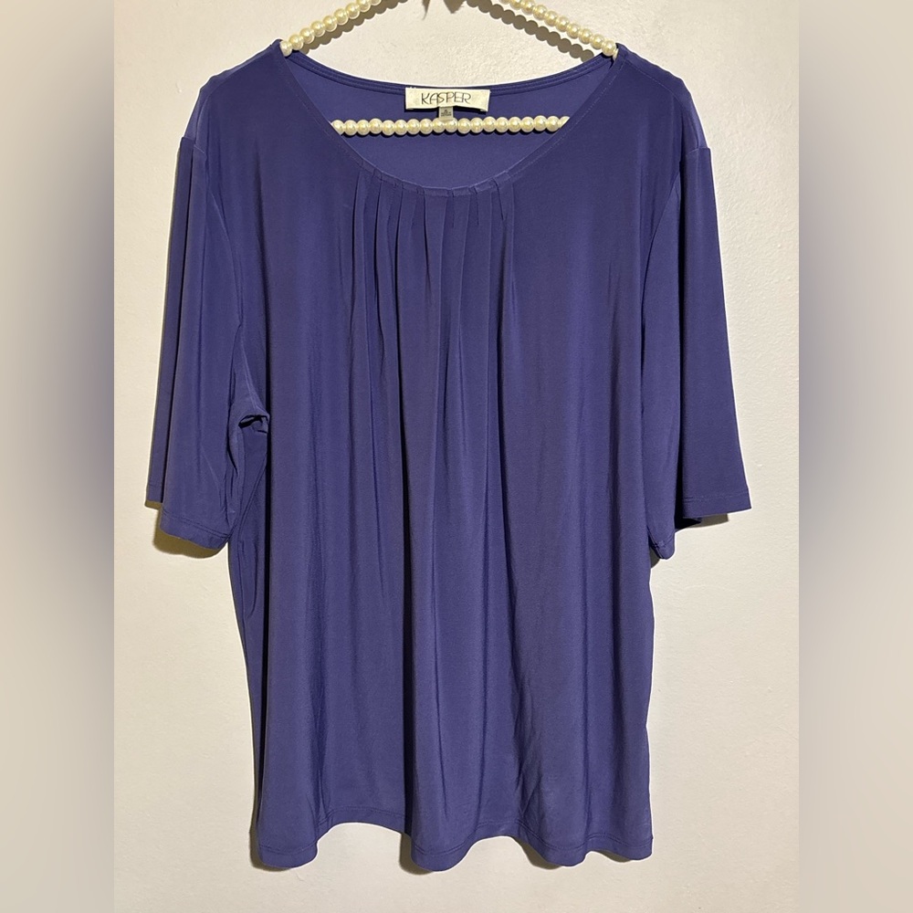 Kasper Women's Short Sleeve Top in Rich Purple Size XL